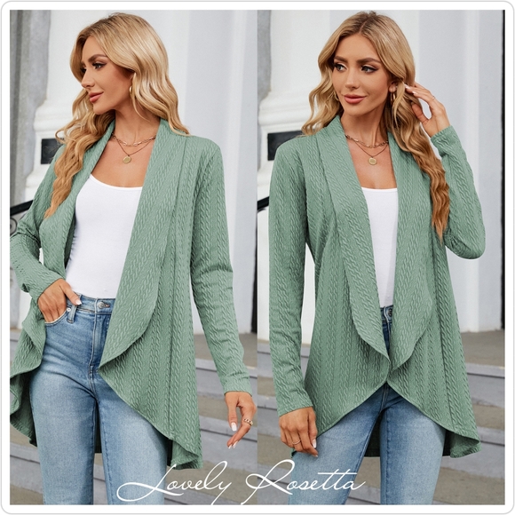 Burgundy Lightweight Open Front Cardigan - Picture 8 of 11